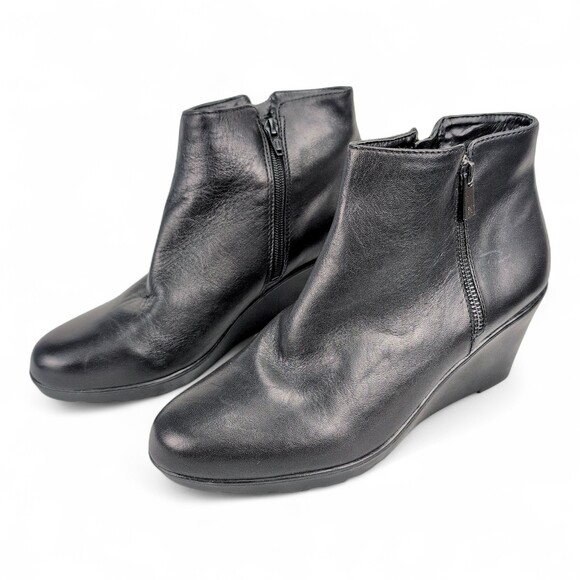 Naturalizer Shoes - Naturalizer Black Leather Wedge Ankle Booties Size 10